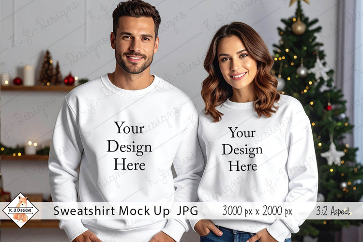 Christmas Man & Ladies Sweatshirt mock up jpg example image 1