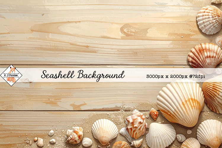 Seashells On Wood Background