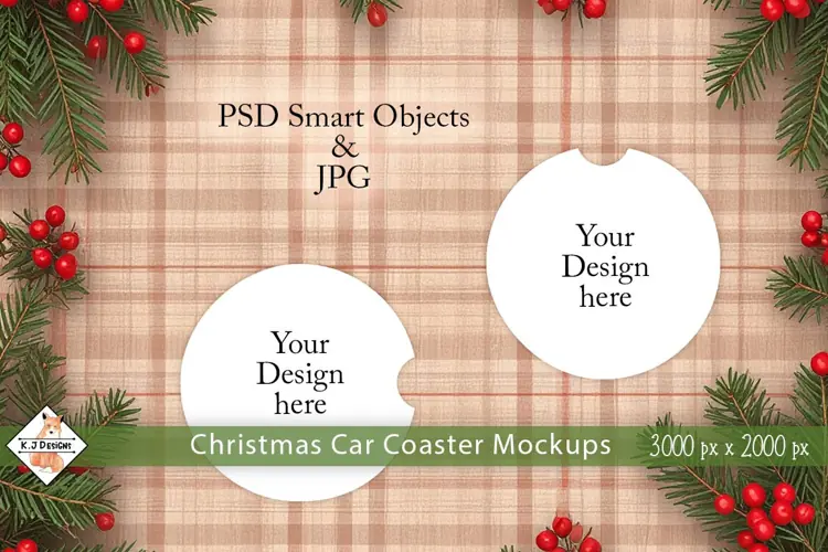 Christmas Car Coaster Mockup
