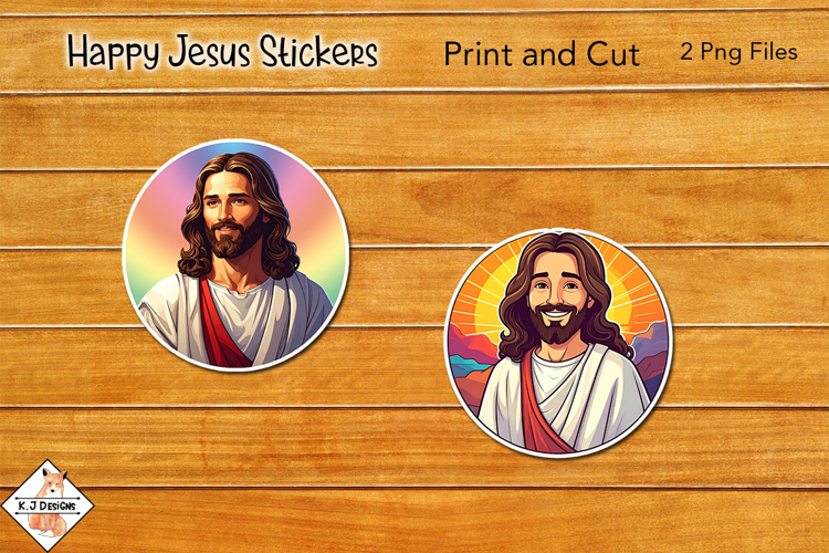 Happy Jesus Stickers #2 | Print and Cut