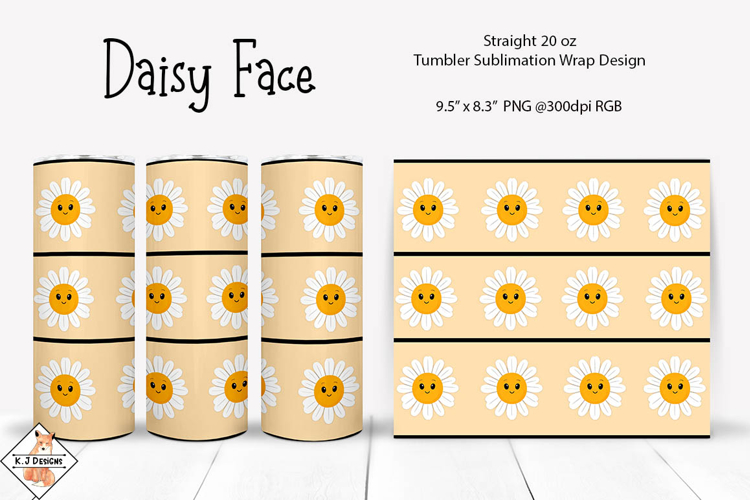 Daisy Face Tumbler Sublimation Wrap