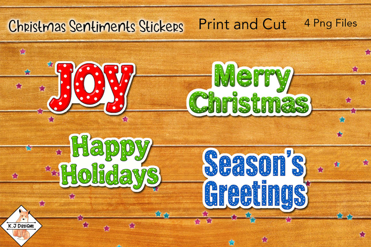 Christmas Sentiments Stickers | Print and Cut
