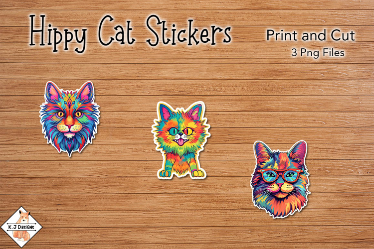 Psychedelic Cat Stickers | Print and Cut