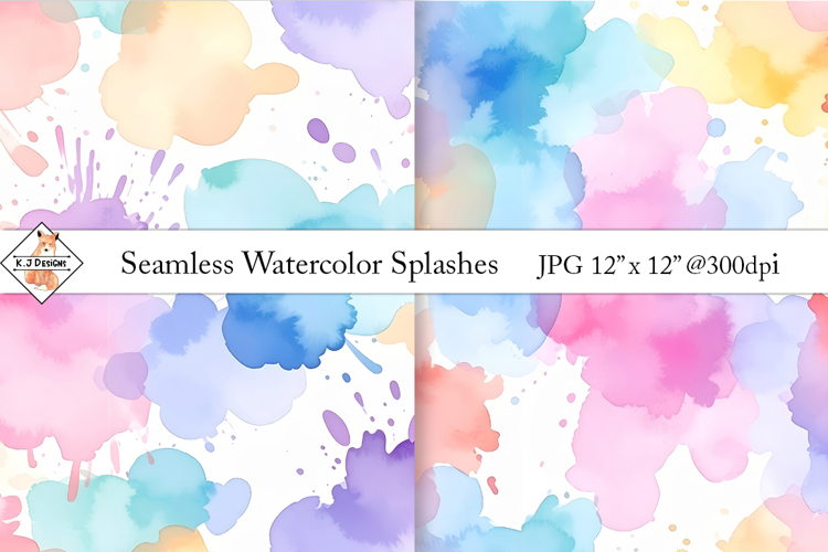 Seamless Watercolor Splash Patterns | Digital Papers