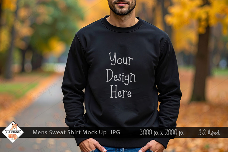 Mens Fall Sweat Shirt Mock Up Photo JPG | Background