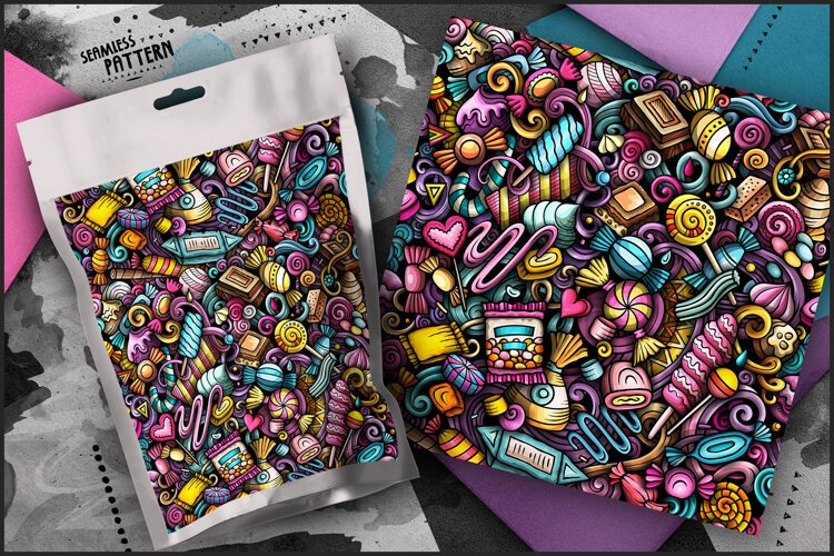 Candies Cartoon Seamless Pattern | Doodle Background example image 1