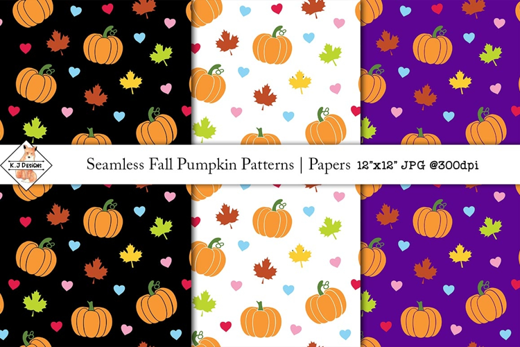 Fall Pumpkin Seamless Patterns jpg