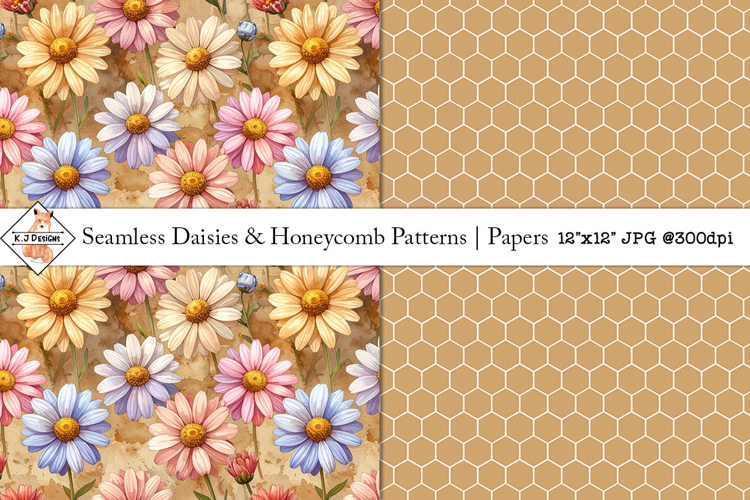 Seamless daisy and honeycomb patterns