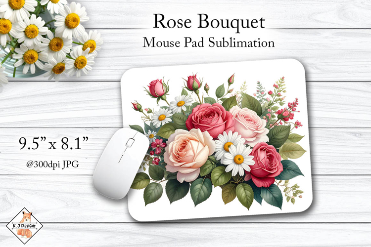 Rose Bouquet Mouse Pad Sublimation Design