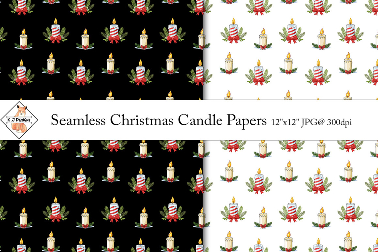 Seamless Christmas Candle Digital Papers
