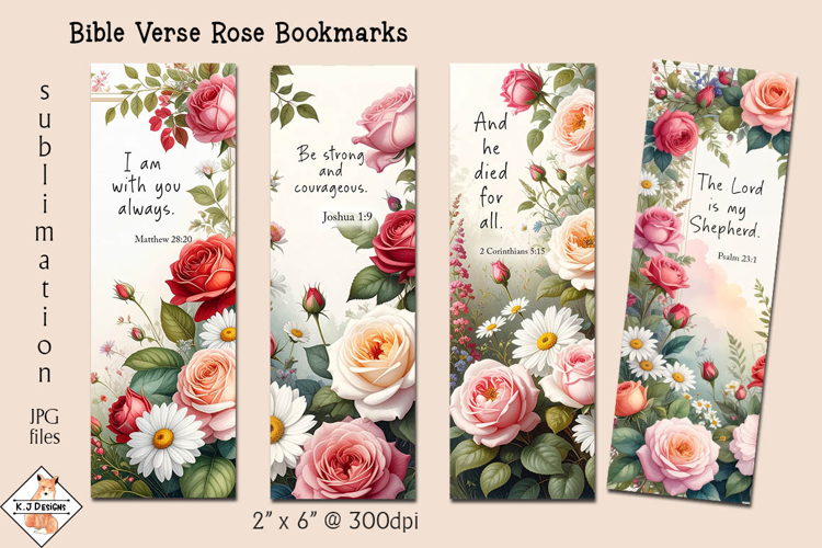 Bible Verse Rose Bookmark Designs | Sublimation example image 1