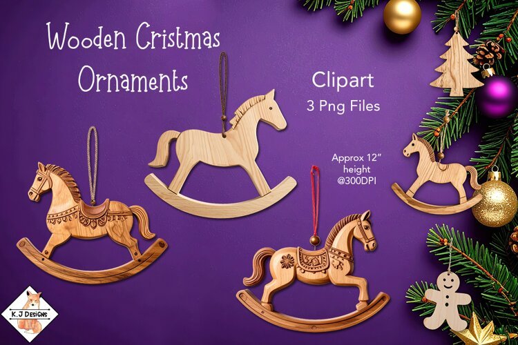 Wooden Christmas Ornaments Clipart example image 1