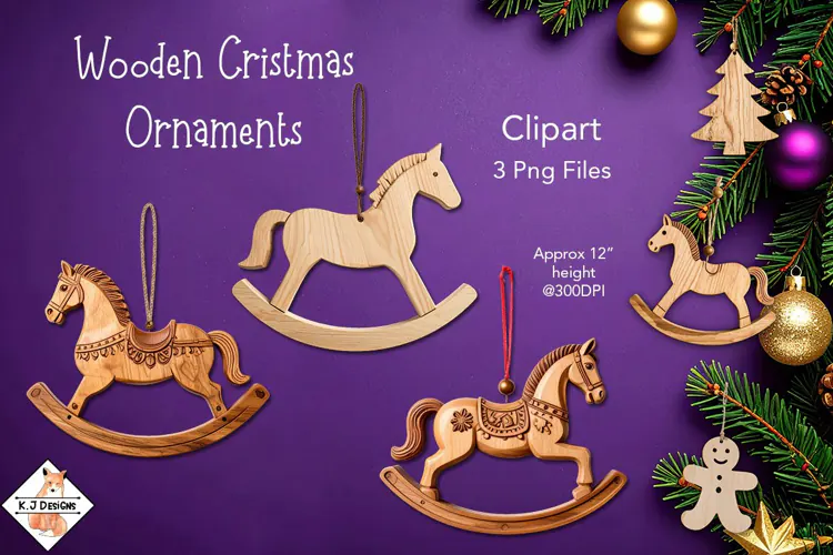 Wooden Christmas Ornaments Clipart