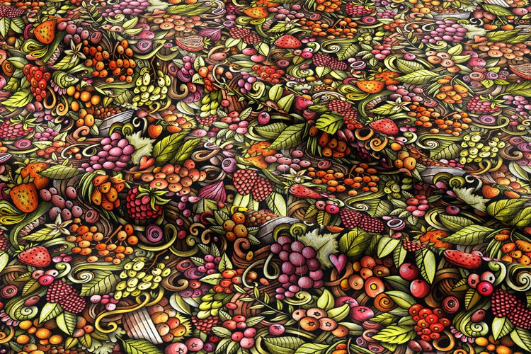 Berries Cartoon Doodle Funny Seamless Pattern example image 1