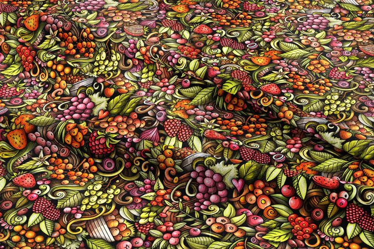 Berries Cartoon Doodle Funny Seamless Pattern