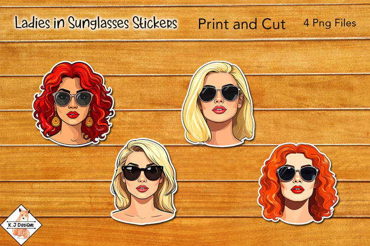 Ladies in sunglasses stickers | Print and Cut