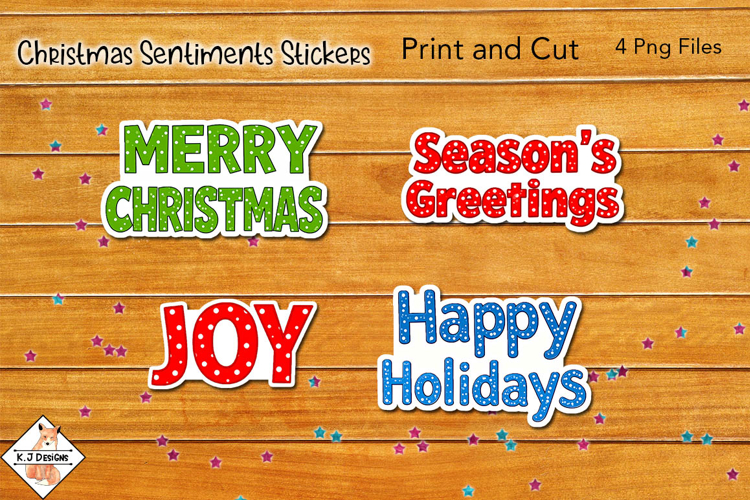 Christmas Sentiments Stickers | Print and Cut