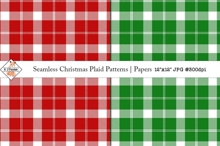Seamless Christmas Plaid Papers | Patterns example image 1