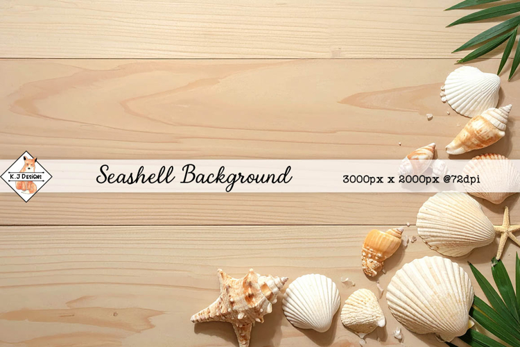 Seashells On Wood Background