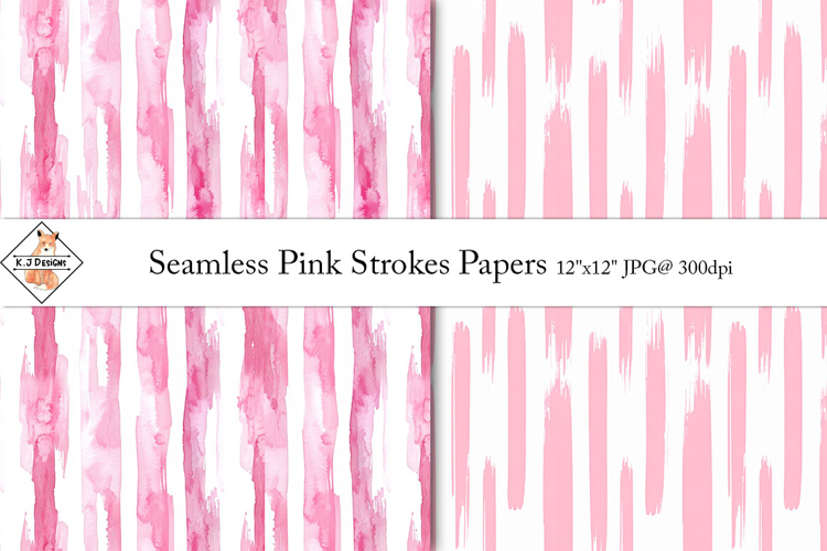 Seamless Pink Strokes Pattern Digital Papers