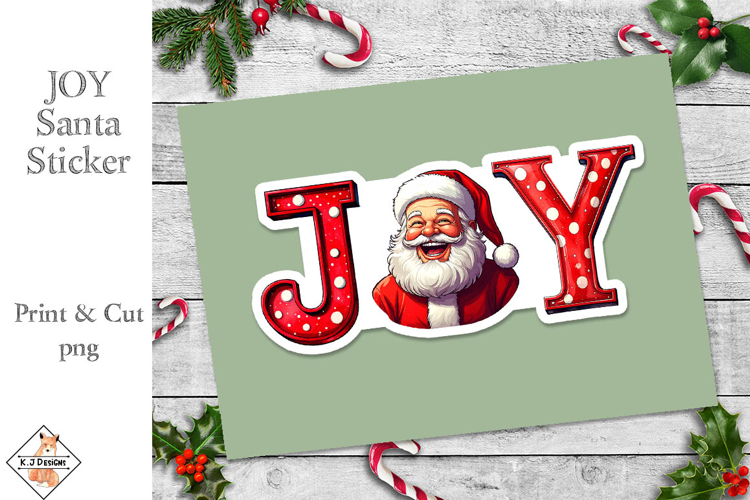 Santa JOY Sentiment Sticker | Print and Cut