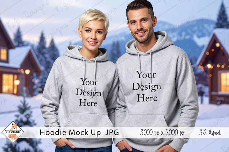 Christmas Man & Ladies Hoodie mock up jpg example image 1