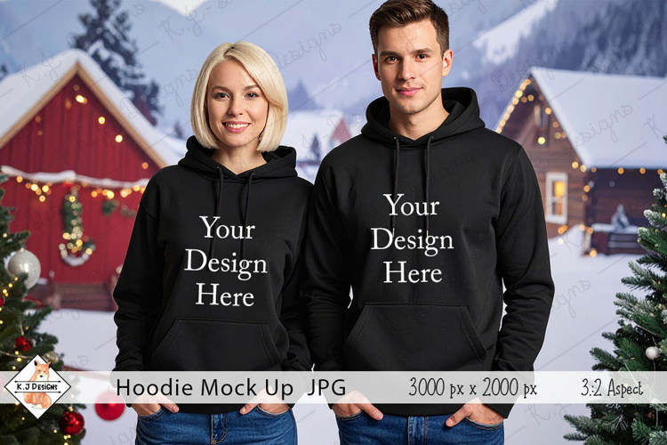 Christmas Man & Ladies Hoodie mock up jpg example image 1