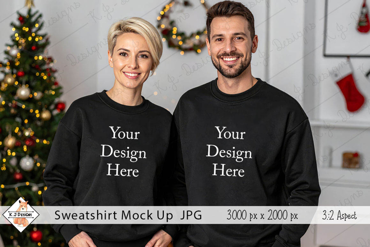 Christmas Man & Ladies Sweatshirt mock up jpg example image 1