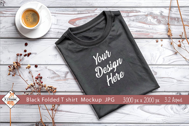 Black Folded T Shirt Mockup Photo JPG | Background