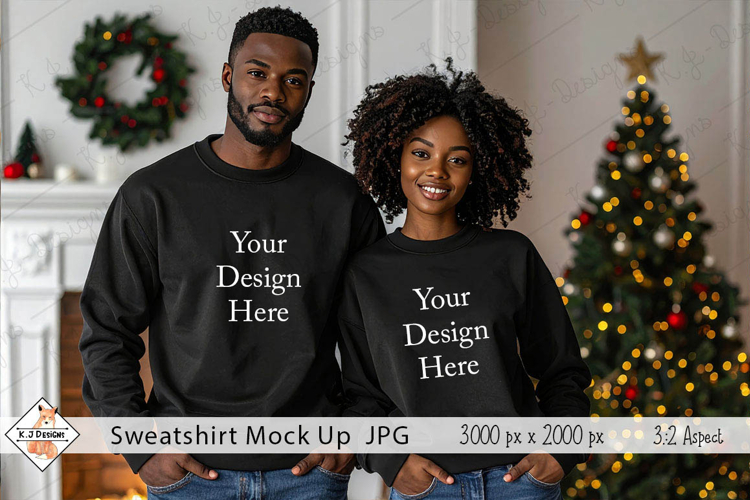 Christmas Man & Ladies Sweatshirt mock up jpg example image 1