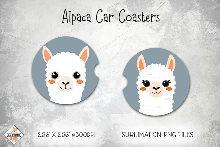 Car Coasters Alpacas | Sublimation Designs