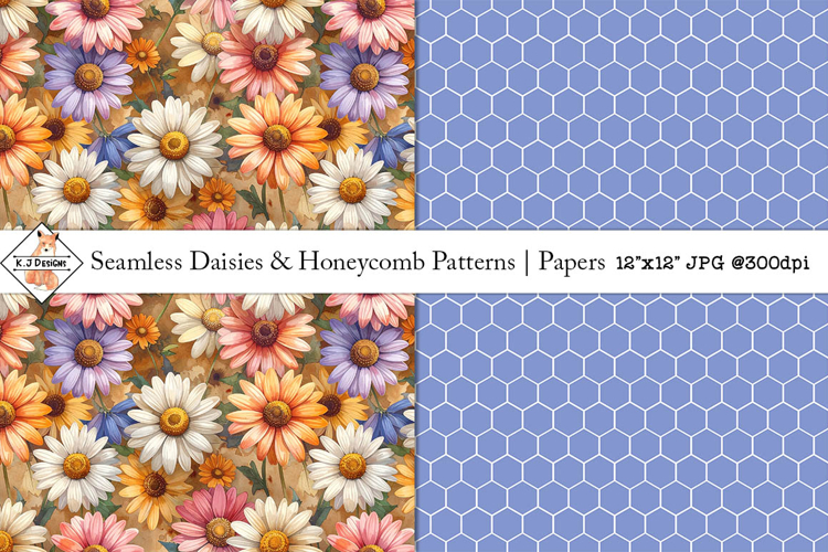 Seamless daisy and honeycomb patterns
