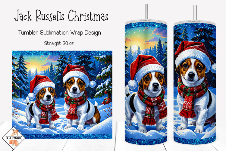 Jack Russell Dogs Christmas Tumbler Sublimation Wrap
