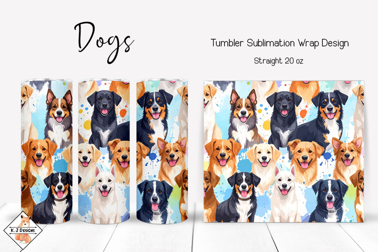 Dogs Sublimation Tumbler Wrap Design