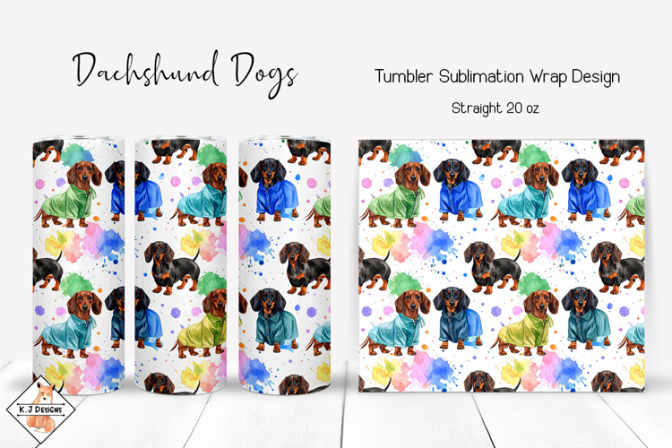 Dachshund Dogs Sublimation Tumbler Wrap Design