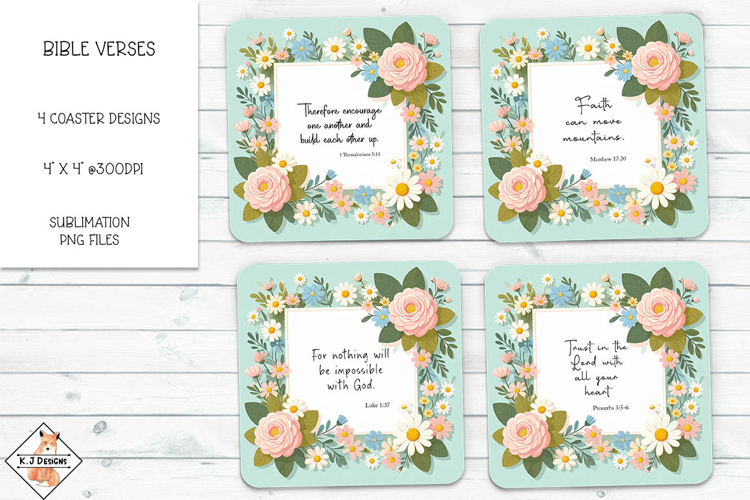 Bible Verse Coaster Sublimation Designs