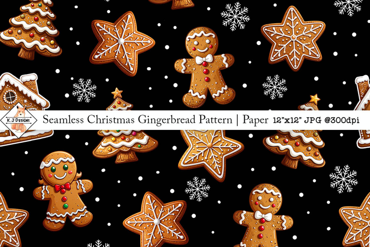 Seamless Christmas Gingerbread Pattern | Digital Paper