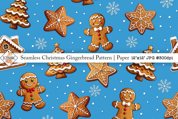 Seamless Christmas Gingerbread Pattern | Digital Paper