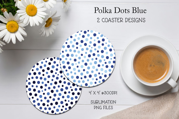 Polka Dots Blue Coaster Sublimation Designs