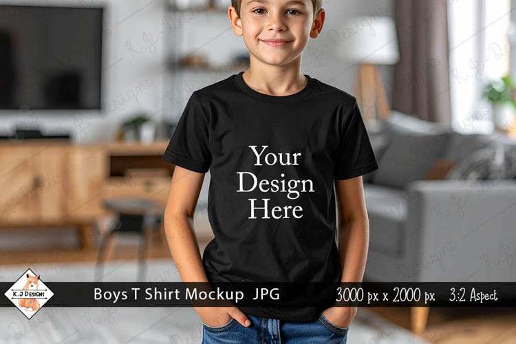 Boys Black T shirt Mock Up Photo JPG | Background