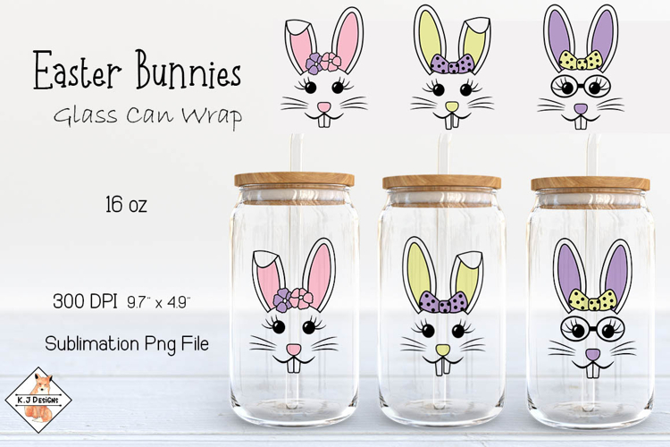 Easter Bunnies Beer Glass Can Wrap Design