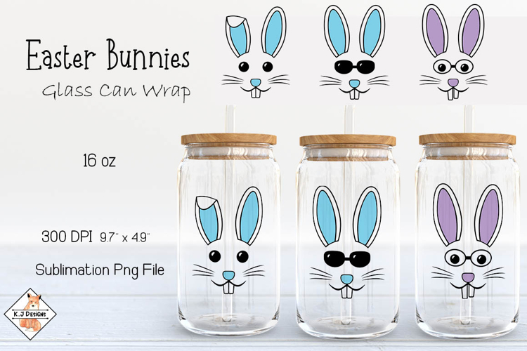Easter Bunnies Beer Glass Can Wrap Design