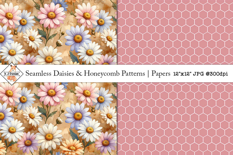 Seamless daisy and honeycomb patterns
