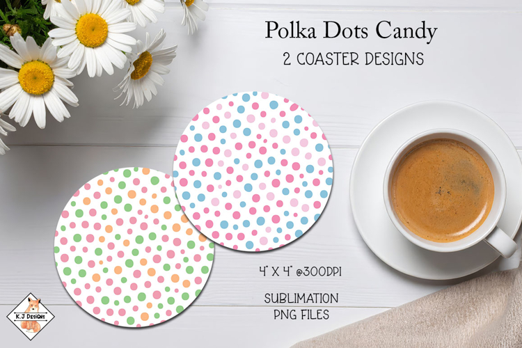 Polka Dots Candy Coaster Sublimation Designs