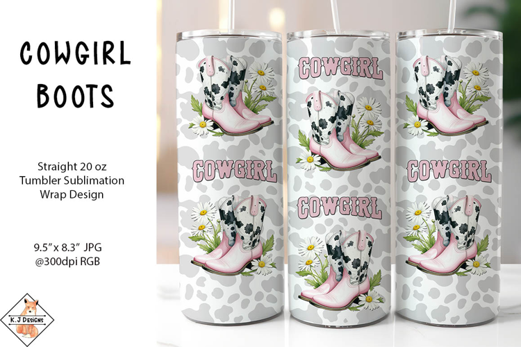 Cowgirl Boots Tumbler Sublimation Wrap