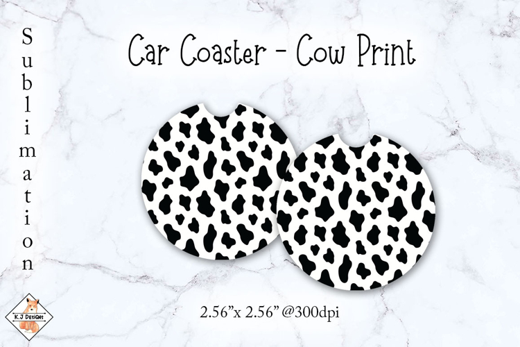 Car Coaster Cow Print | Sublimation Designs