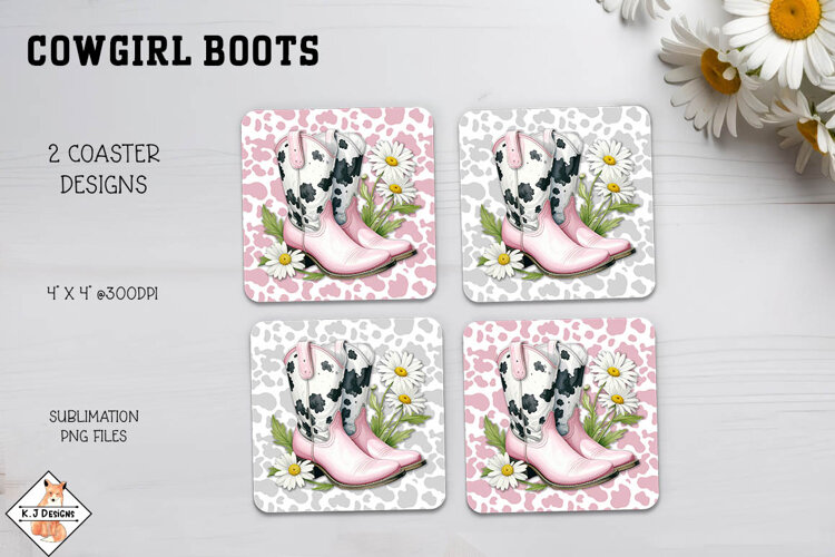 Cowgirl Boots Coaster Sublimation Designs example image 1