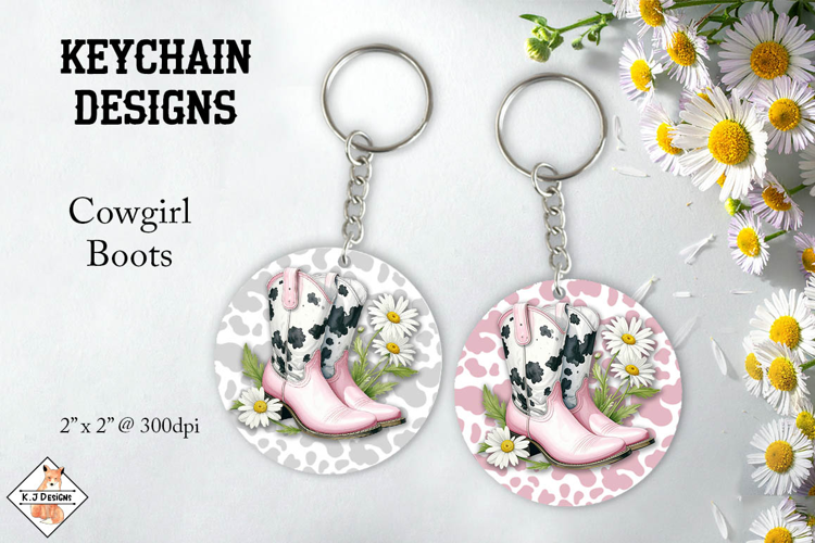 Cowgirl Boots Keychains | Sublimation Designs
