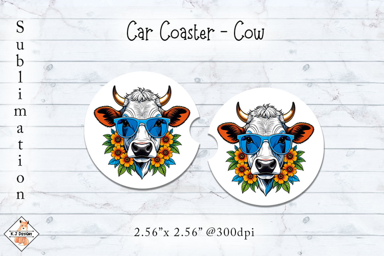 Cow Car Coasters | Sublimation Designs