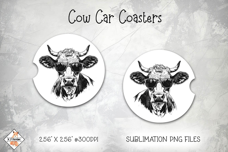Cow Car Coasters | Sublimation Designs